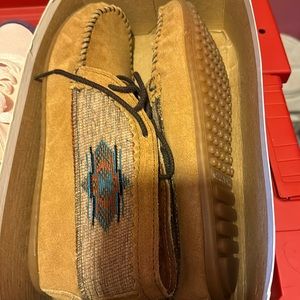 Brown/ tan moccasins new inside the box no tags